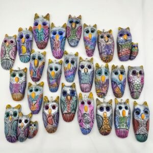 Sgraffito Owl Family