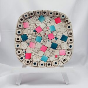 Teal & Pink Decorative Plate